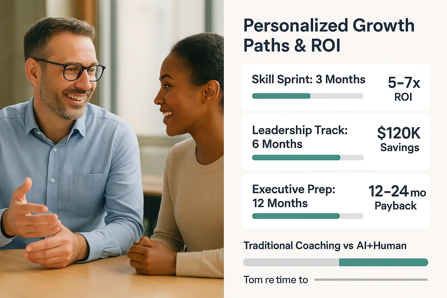 Show how tailored AI coaching paths translate into measurable ROI and faster payback to help justify investment decisions.