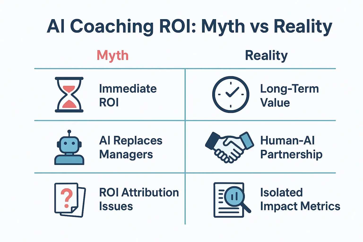 This process flow outlines an actionable five-step framework guiding readers through defining objectives, selecting KPIs, collecting data, analyzing insights, and calculating ROI for AI coaching.