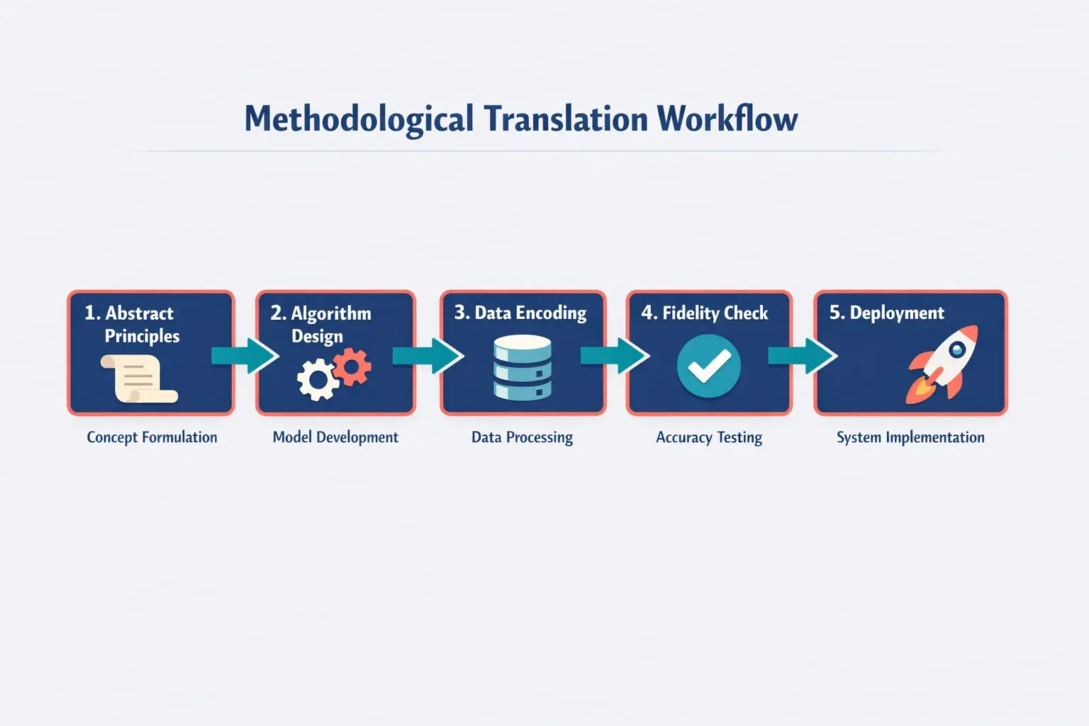 This process flow diagram depicts the step-by-step engineering approach to faithfully translate Integral Coaching principles into AI algorithms and ensure methodological fidelity.