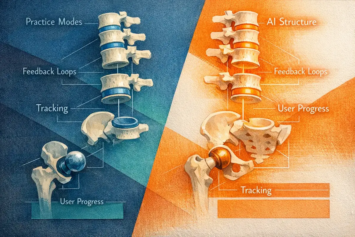 Screenshot of an AI-powered progress dashboard, showing ILP domains, streaks, and adaptive reminders