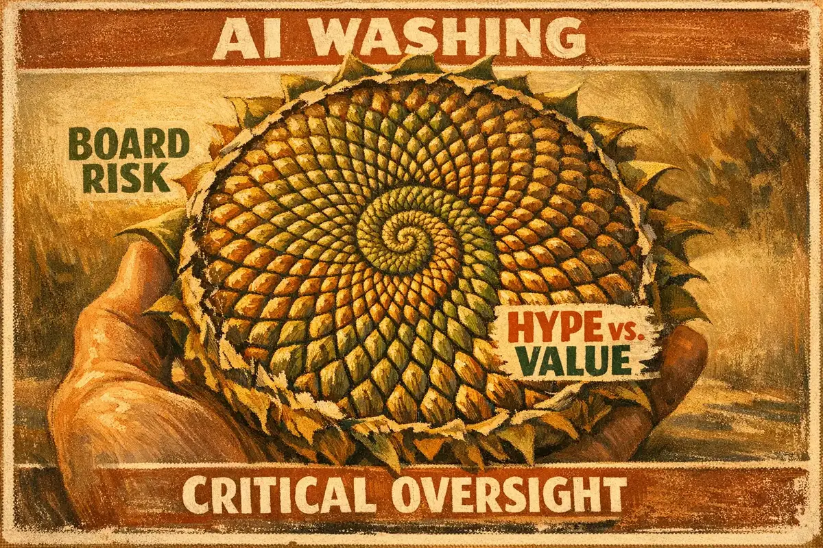 A boardroom scenario illustrating directors reviewing AI strategy documents