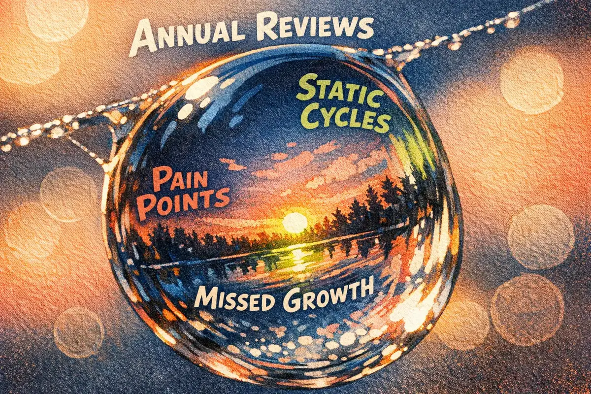 Illustration of AI-powered coaching interface facilitating a real-time feedback conversation