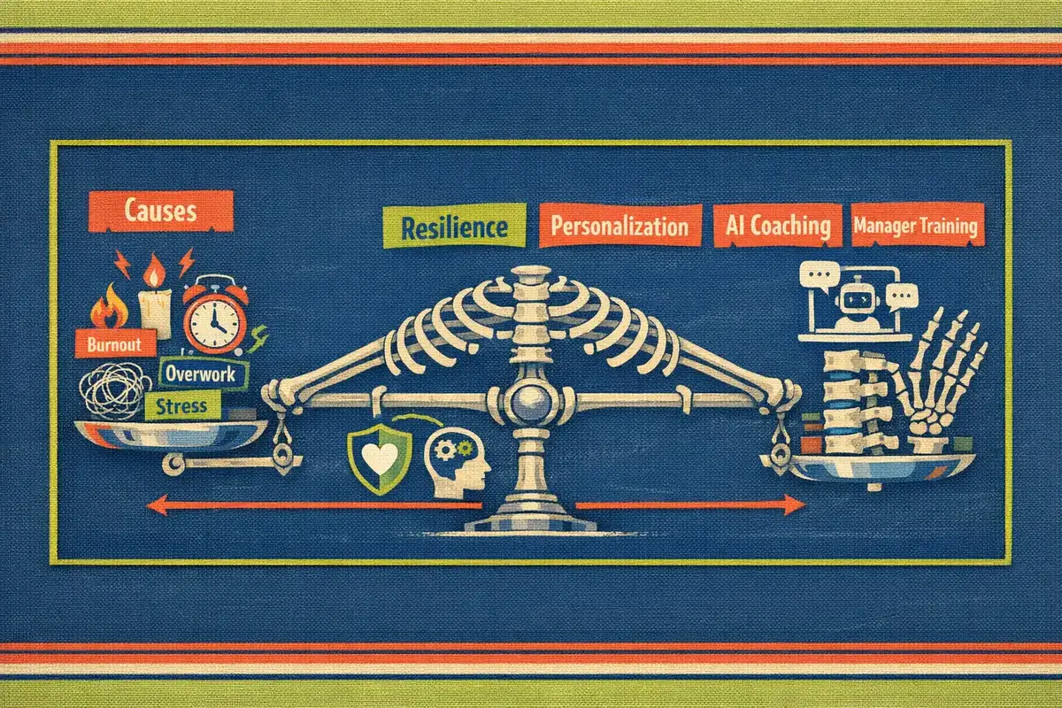 A digital interface showing AI coaching in action, supporting a professional’s well-being