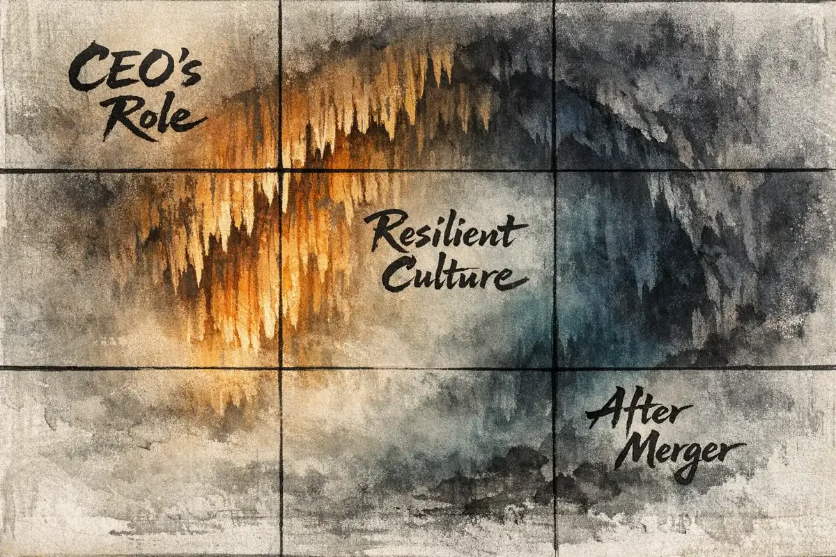 A visual metaphor for merging cultures: two distinct teams coming together, forming a unified, resilient whole.