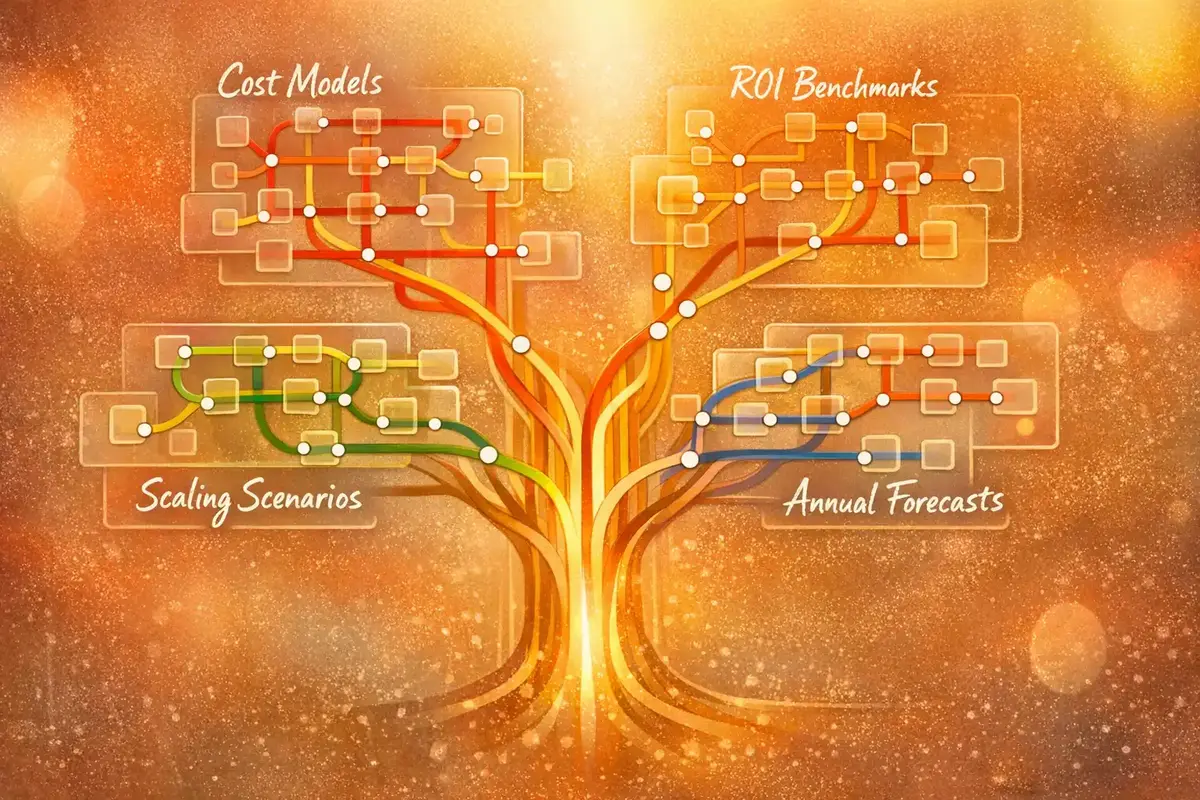 A financial dashboard displaying multi-year L&D budget forecasts with AI coaching as a line item.