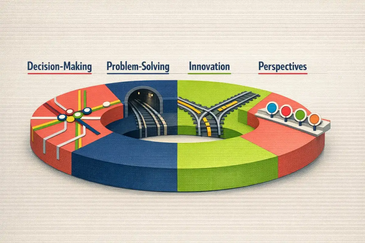 Boardroom with diverse members collaborating