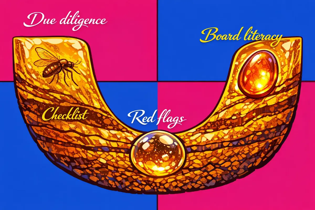 A visual of a board-level AI due diligence checklist in use