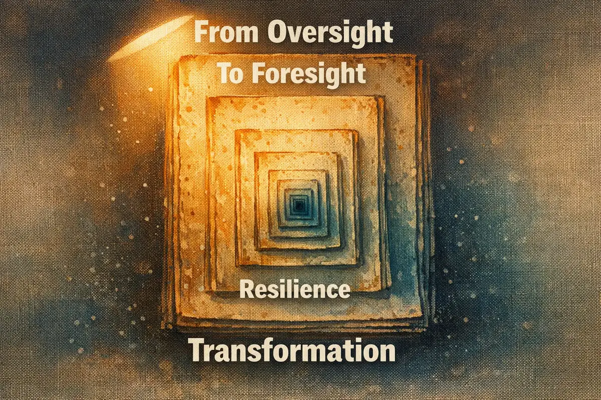 A boardroom whiteboard with scenario planning sketches for AI ethics and climate change