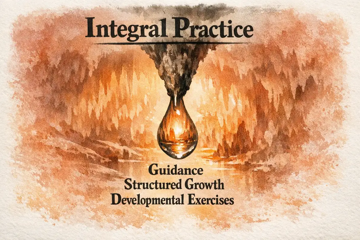Diagram illustrating the four domains of Integral Life Practice: Body, Mind, Spirit, Shadow, and their interconnections