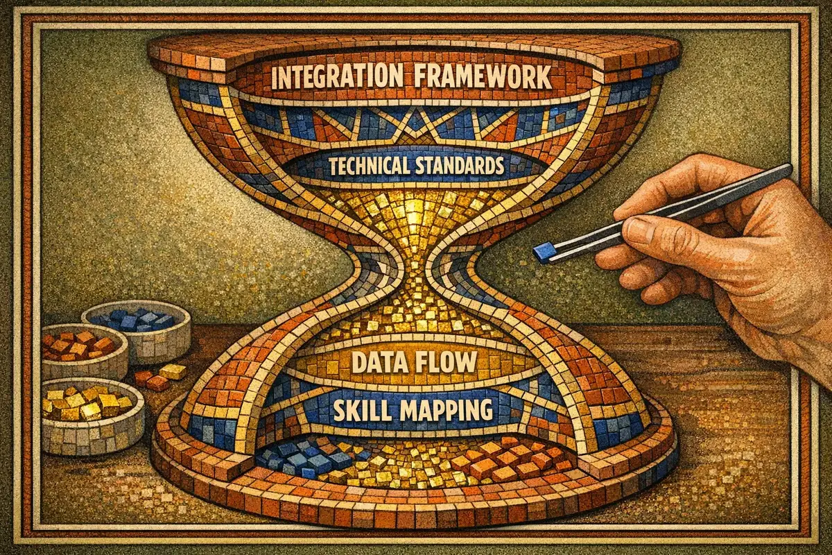 Visual showing skill taxonomy mapping between AI coaching and LXP/LMS
