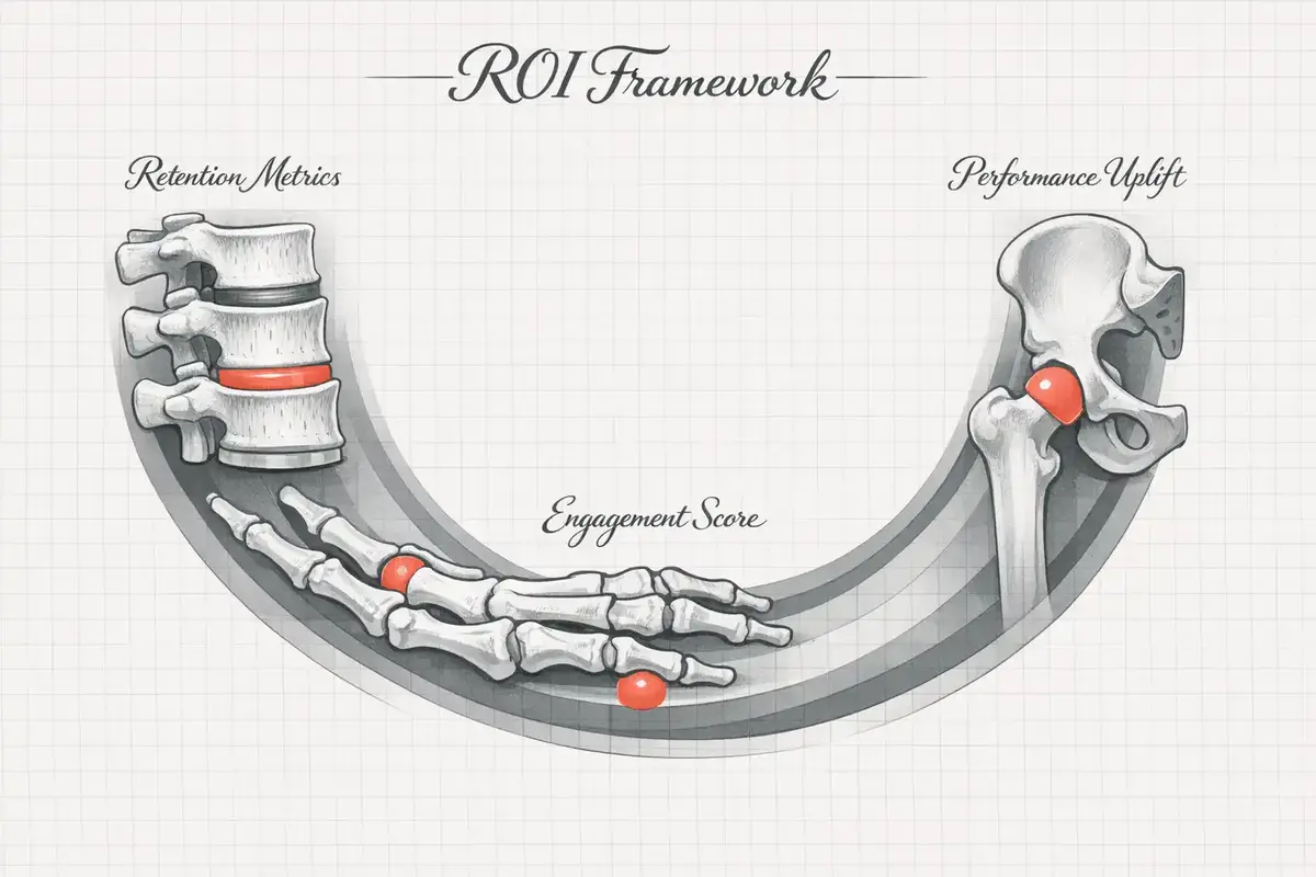 Executive dashboard showing AI coaching ROI and talent metrics