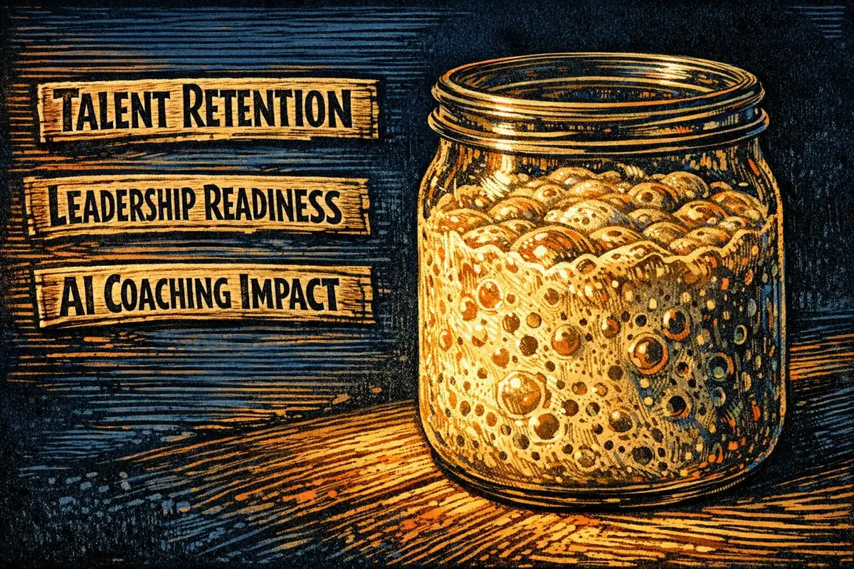 AI coaching impact chart with retention and readiness KPIs