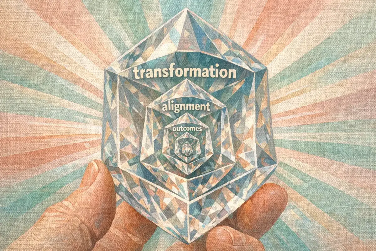 Infographic showing feedback loops and continuous alignment in Integral-informed AI coaching