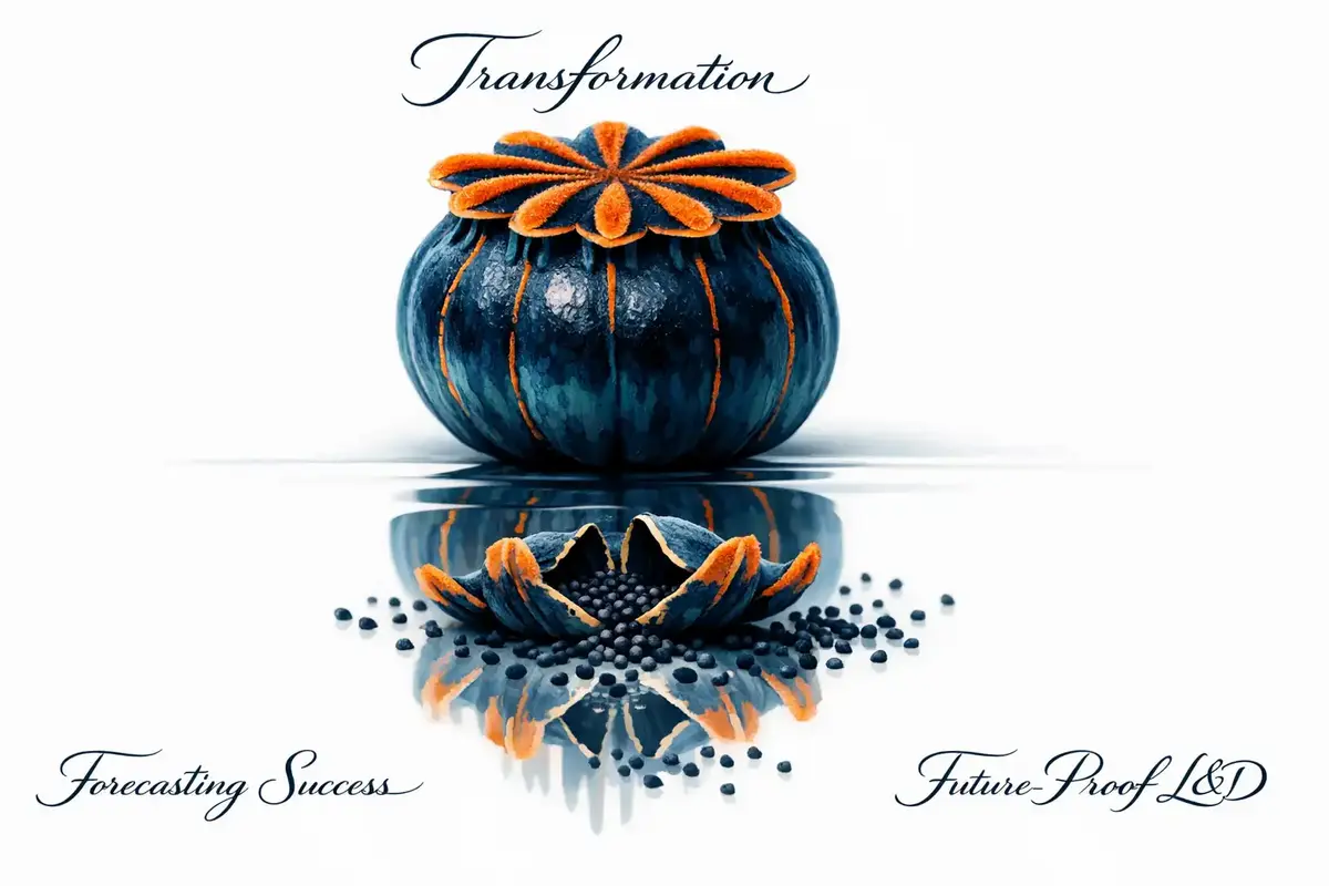 A group of HR and finance professionals collaborating on a digital whiteboard, mapping out L&D investment scenarios.