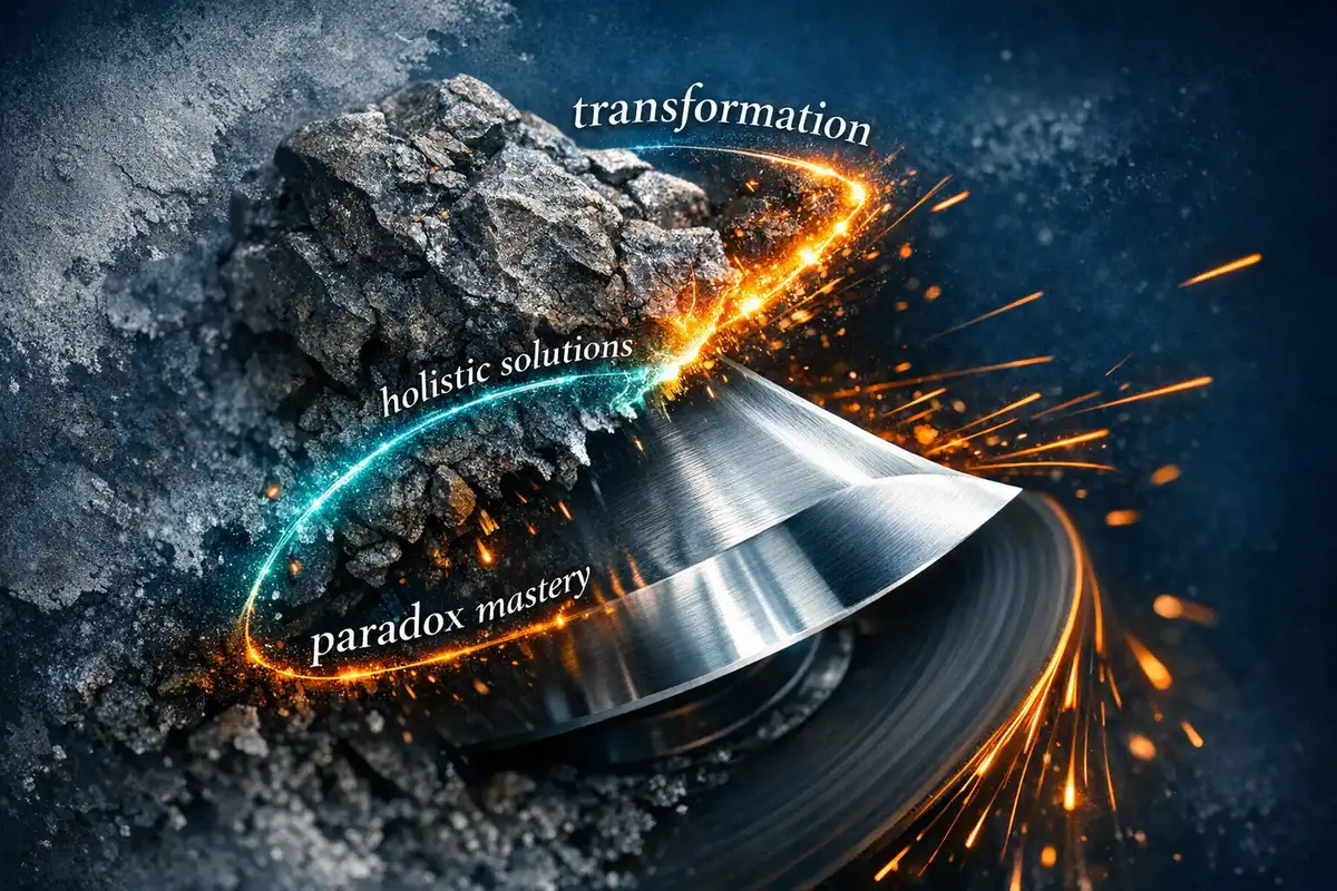 Visual showing the cycle of reflection, action, and feedback in AI-powered paradox navigation